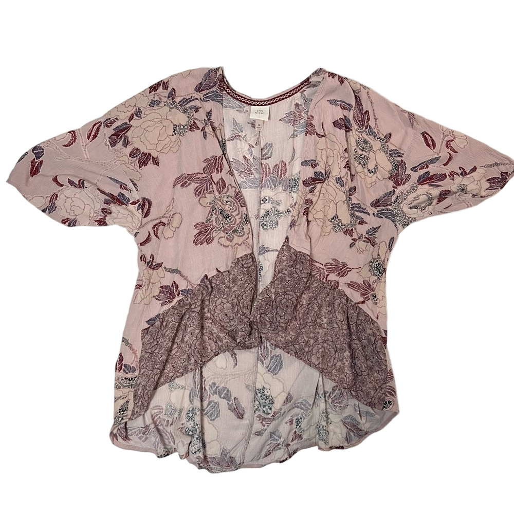 Knox Rose Mauve Floral Cardigan Size Medium
